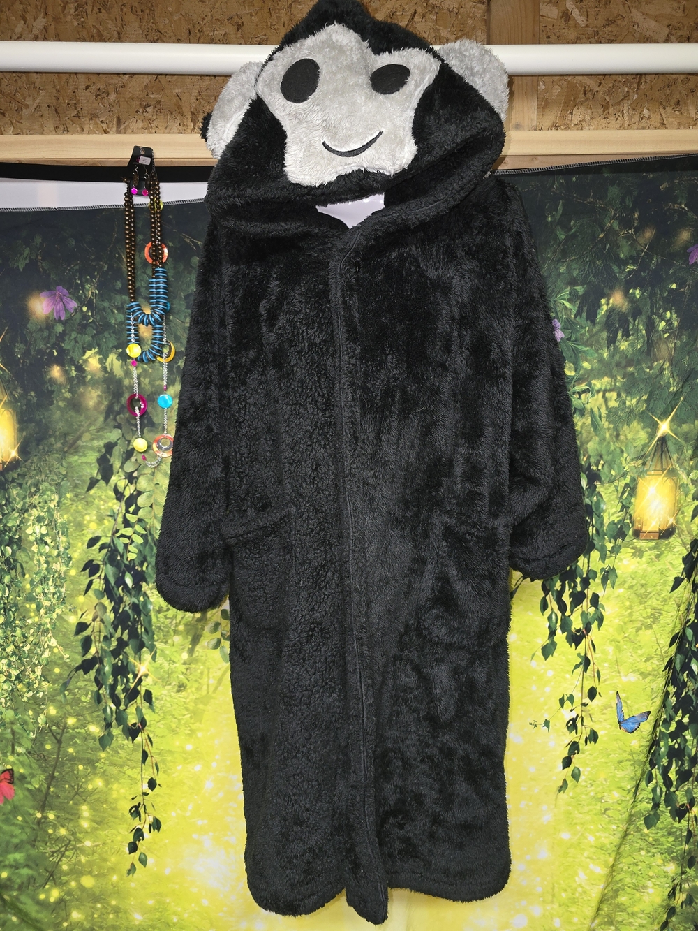 #195 Women Plush Black Bear Hooded Coat